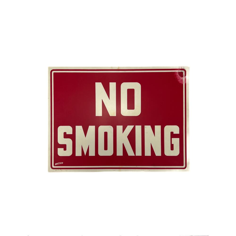 Vintage Wall Decor - Plastic Novelty Sign - No Smoking - Nassco - Red and White